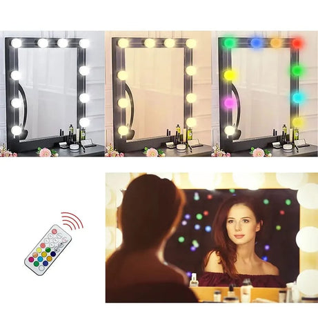 Imported RGB latest Makeup Vanity Adjustable trendy Mirror Light with adhesive tape and RGB remote control in Rs 1999