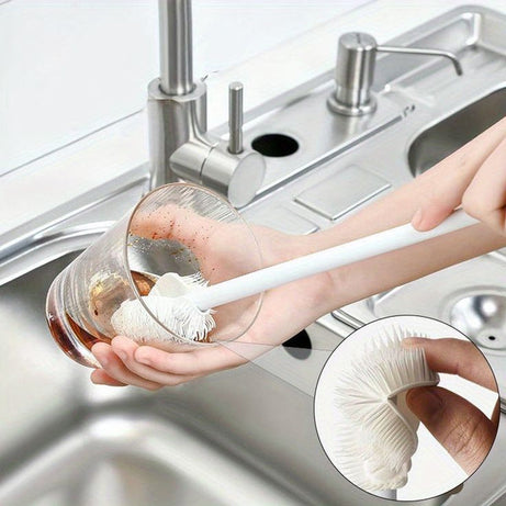 (Pack of 2) Long Handle Silicone Bottle Cup and Jars Cleaning Brush For Home and Outdoor Use