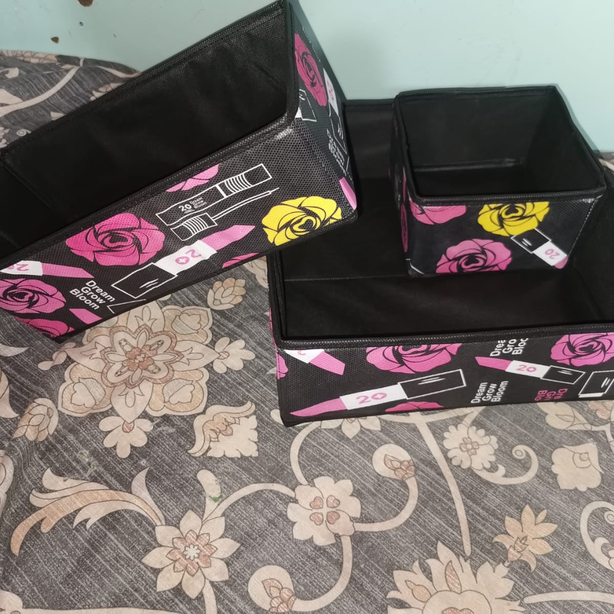 Storage Box Organizer Set of 3 for Wardrobe & Dressers, Fabric Box ...