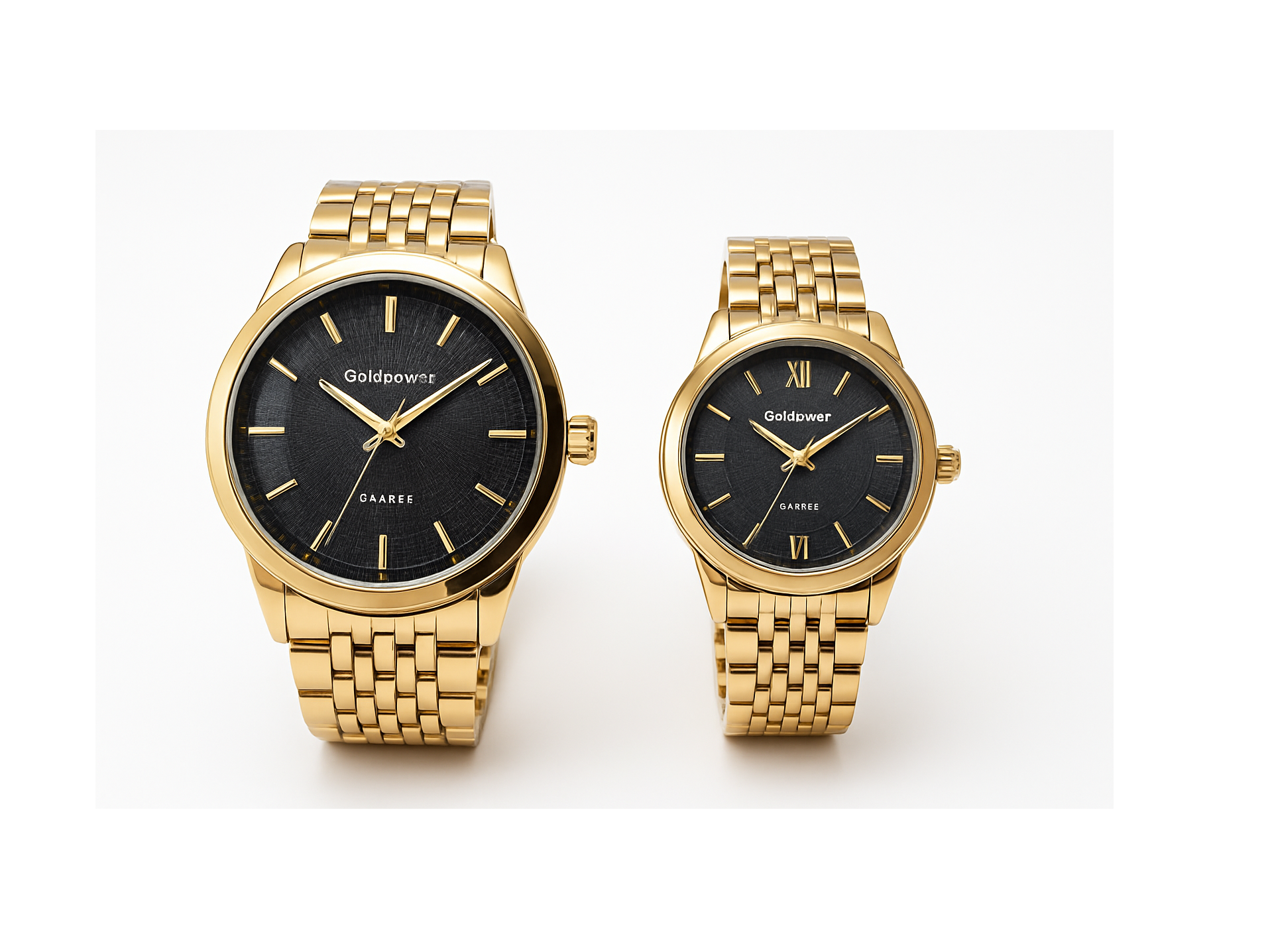 LuxeBond Gold-Black – Couple Watches Set
