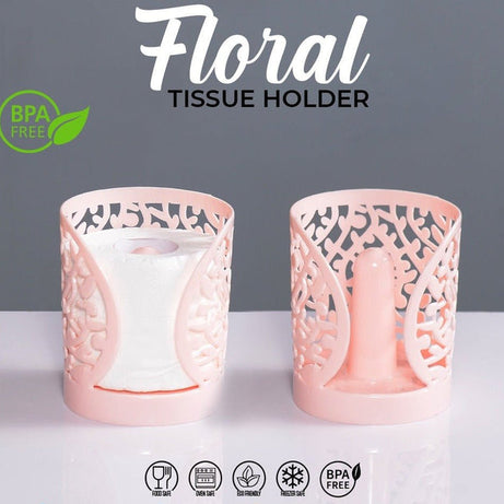 (Pack of 2) Plastic Flower Design Tissue Roll Paper Holder For Home and Outdoor Use