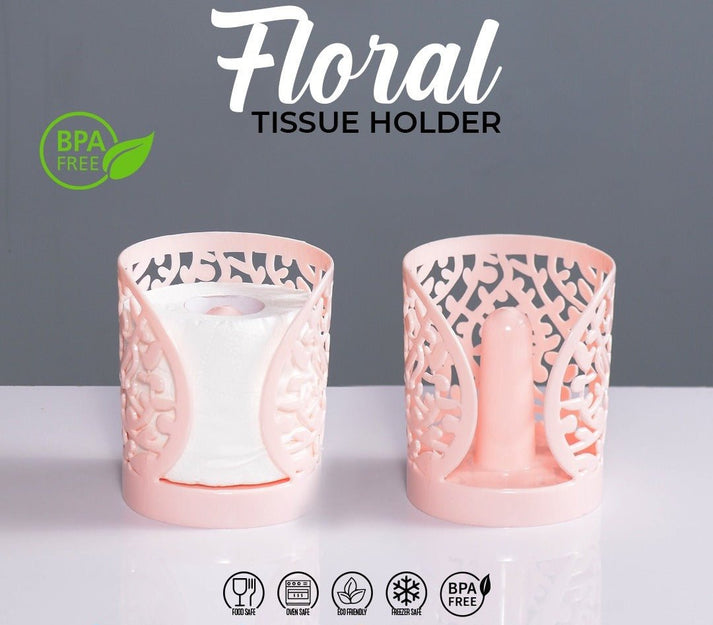 (Pack of 2) Plastic Flower Design Tissue Roll Paper Holder For Home and Outdoor Use