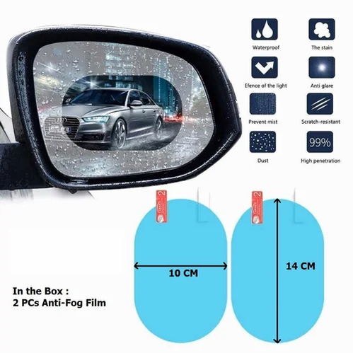 (Pack of 4) Water And Rain Proof Antilog Film For Car Mirror