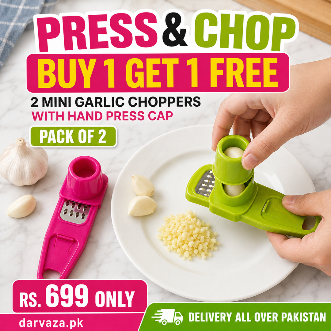 2 Mini Garlic Choppers with Hand Press Cap