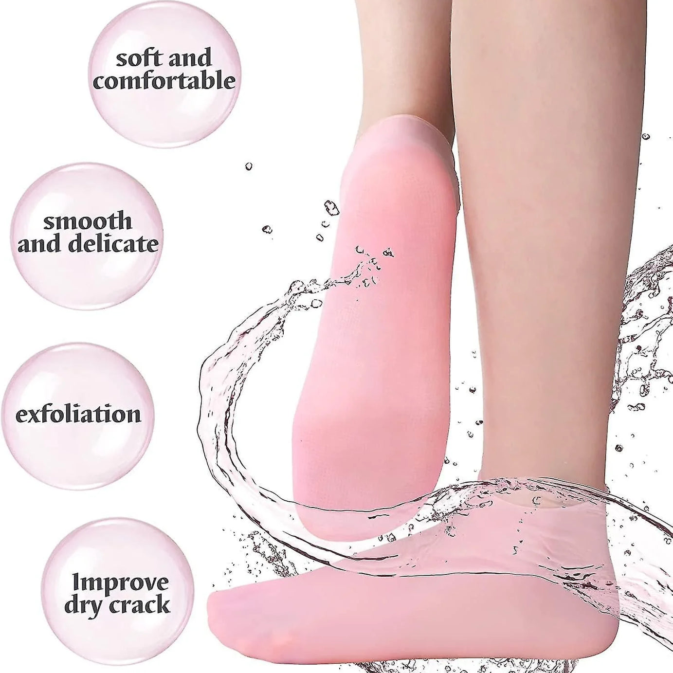 Anti Slip Silicone Moisturizing Socks for Repairing Dry Feet, Cracked Heels and Softening Rough Skin