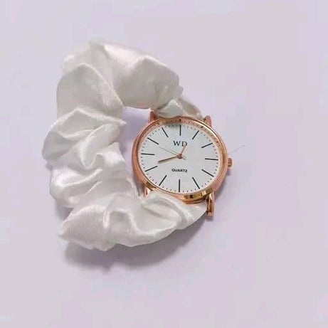 Women’s Pack of 2 Scrunchie Strap Quartz Watch Random colours