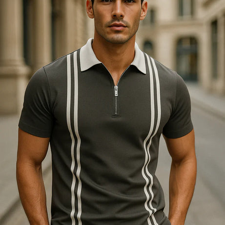 Grey Polo with Stripes