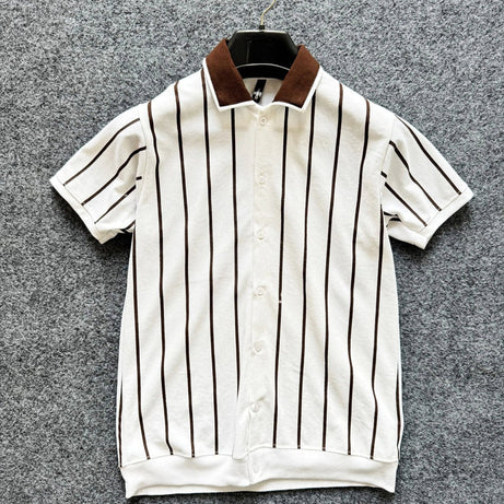 Contrast Collar Button Down Polo for Men – WHITE
