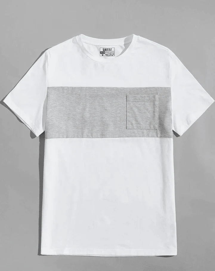 Grey White Colorblock T-Shirt