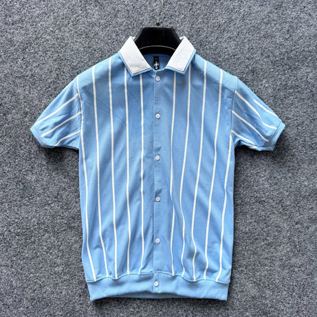 Contrast Collar Button Down Polo for Men