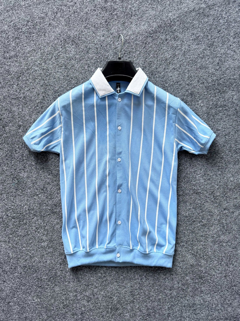 Contrast Collar Button Down Polo for Men