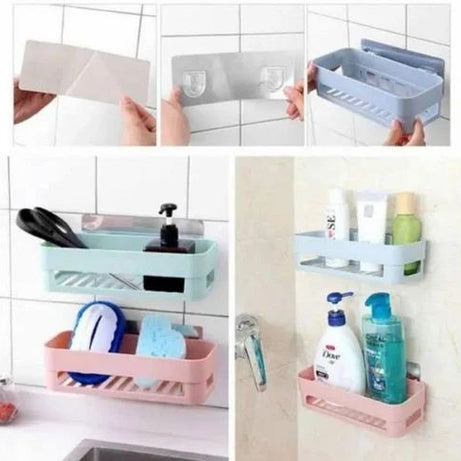 (Pack of 3) Multipurpose Bathroom and Kitchen Shelf Wall Holder Storage Rack