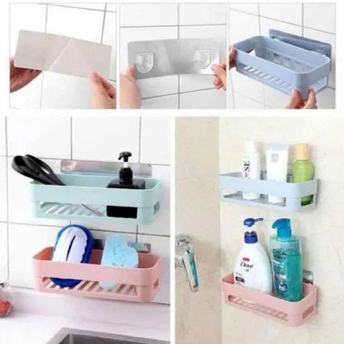 (Pack of 3) Multipurpose Bathroom and Kitchen Shelf Wall Holder Storage Rack