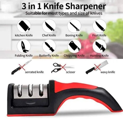 Multi-Function 4 Stages Type Knife Sharpener Handheld with Non-Slip Base for Ceramic Steel and Knives