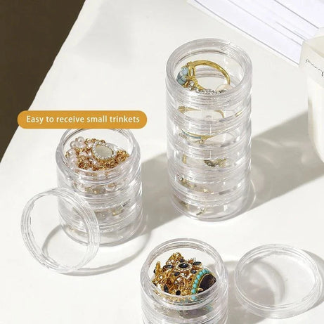 Buy 1 Get 1 Free 5 Layer Acrylic Mini Round Jewelry Storage Box for Beads Buttons Crafts Small Item