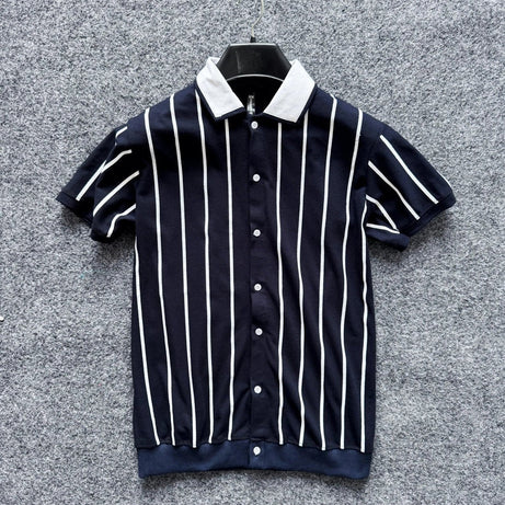 Contrast Collar Button Down Polo for Men – BLUE