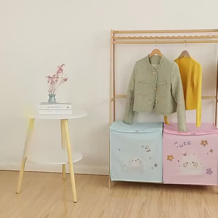 (Pack of 3) Cartoon Animal Foldable Storage Organizer Bags with Zippers And Handles