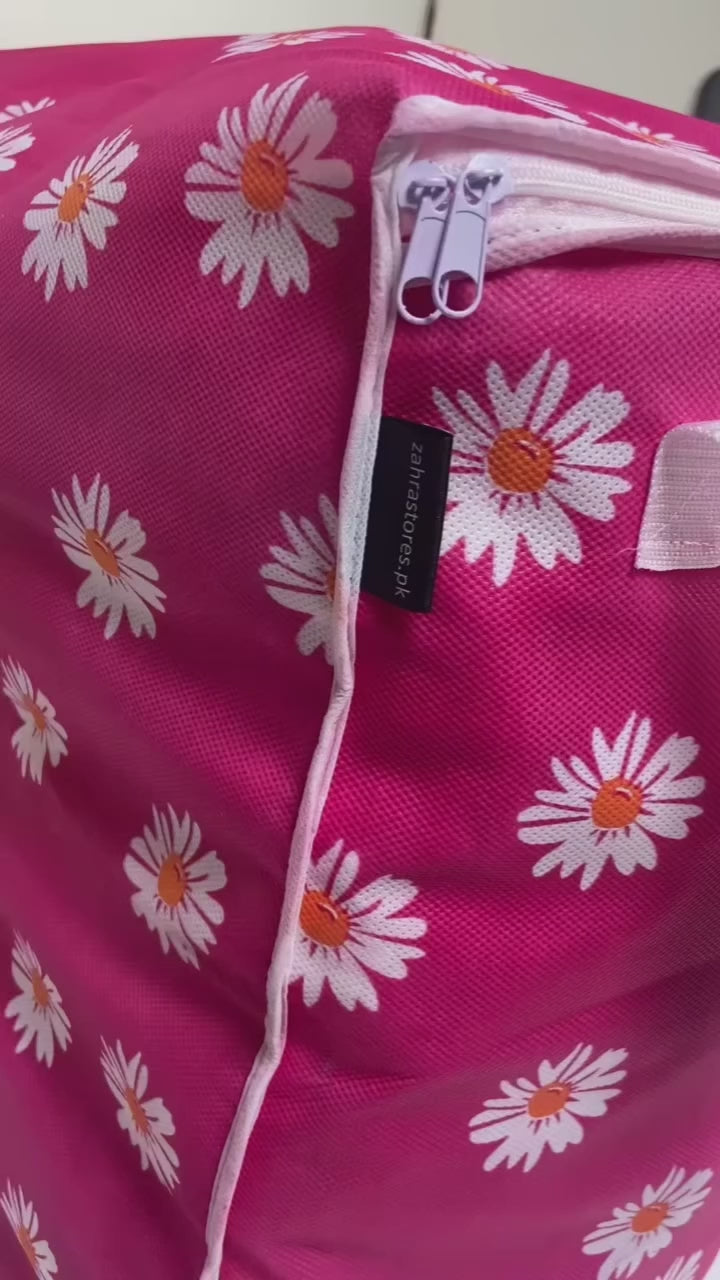 (Pack of 4) Printed Clothing Storage Organizer Bags For Traveling Home and Outdoor Use