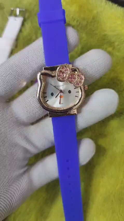 Beautiful Hello Kitty A86 Cartoon Cat Shaped Clock Dial Analog Wristwatch For Women