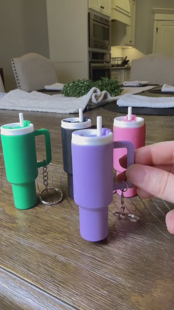 Mini Stanley Style Tumbler Keychain with Mini Storage