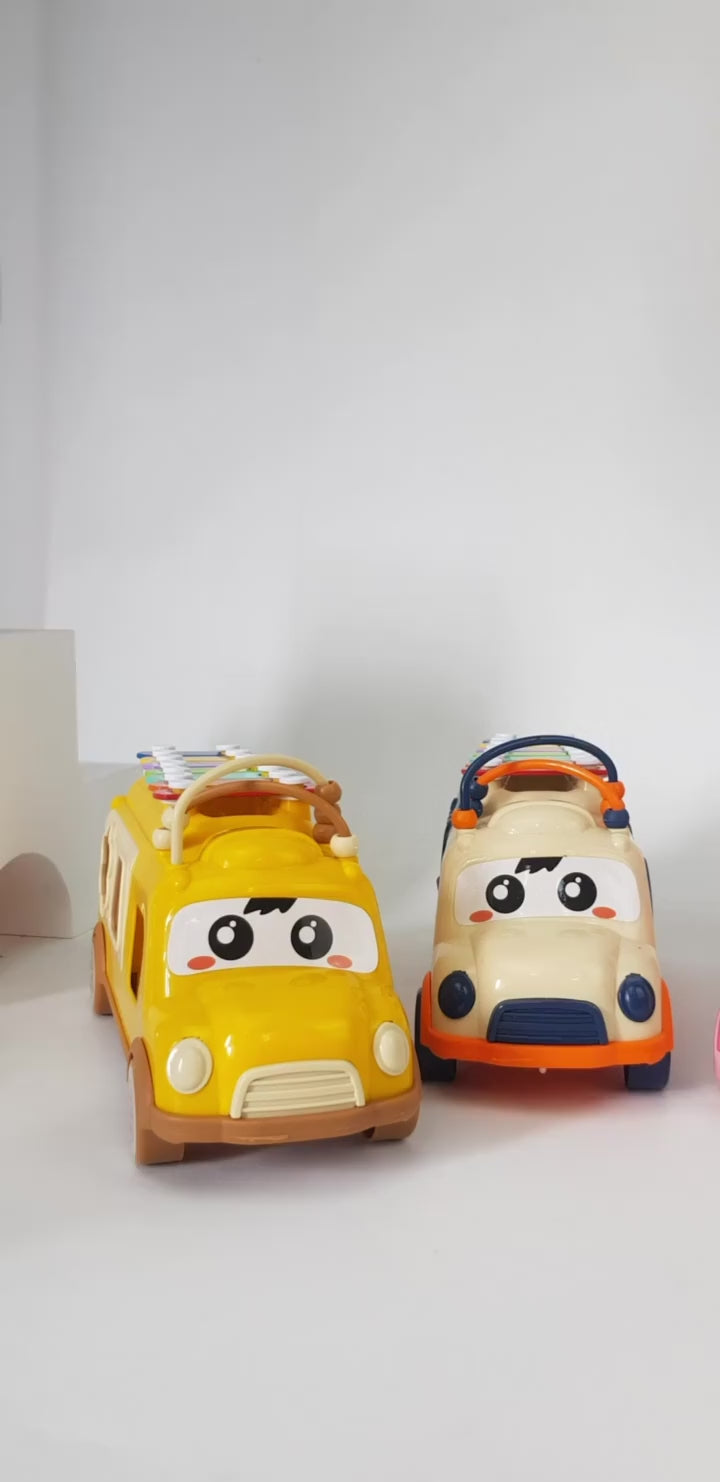 Durable Plastic Kids Cartoon Shape Bus Toy with Musicals Xylophone For 2 to 4 Years Plus Boys and Girls