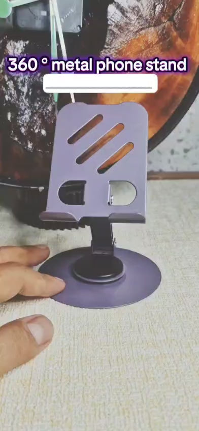 360° Rotating Metal Mobile Stand for Table – Foldable & Adjustable Holder