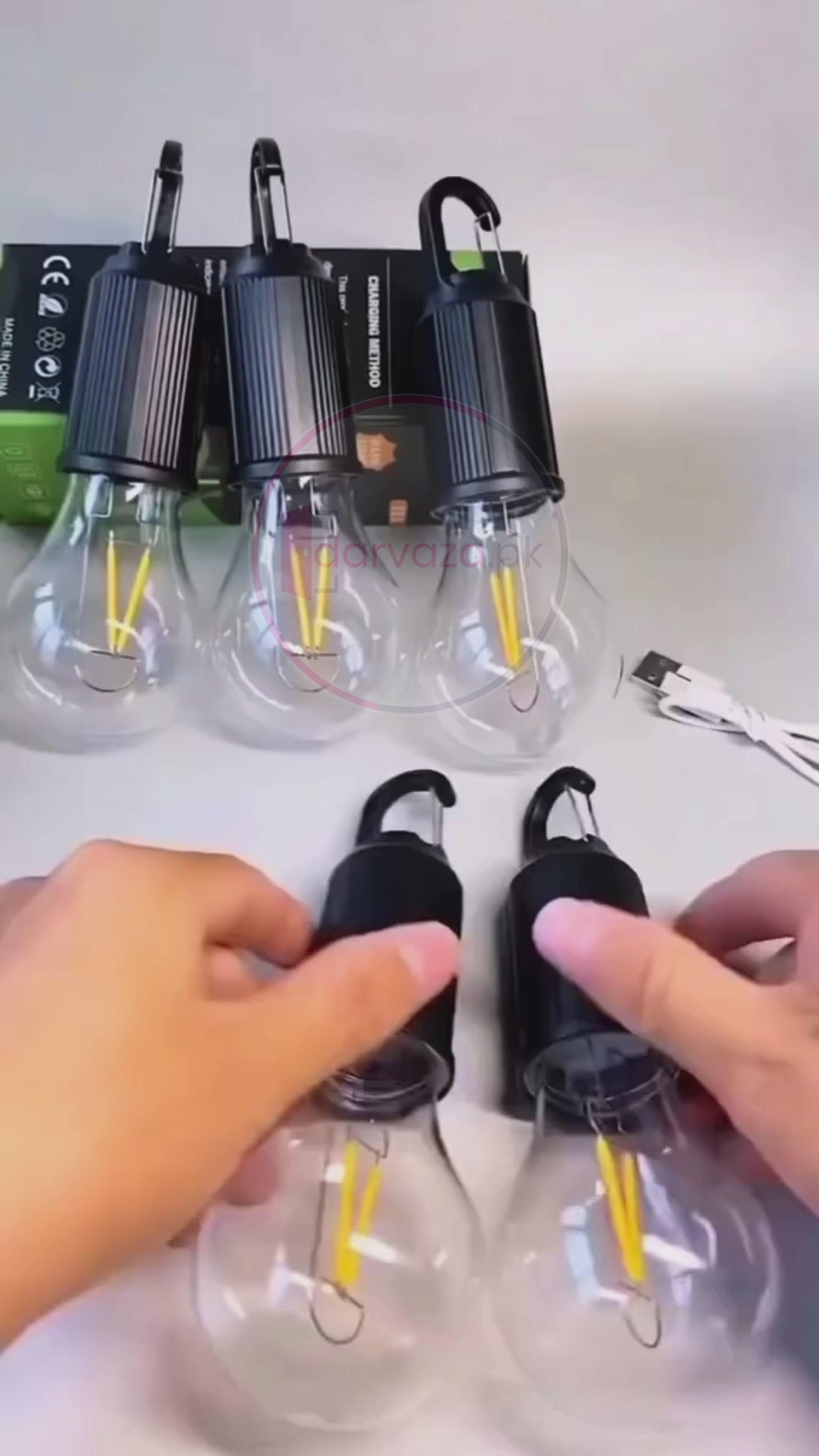 Buy 1 Get 1 Free Offer LED Lamp Bulb with Clip Hook Rechargeable Waterproof