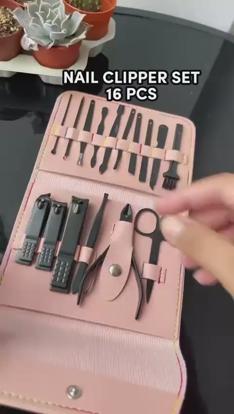 Stainless Steel Professional Manicure Pedicure Grooming Nail Clipper Kit Set For Women (16 Pcs)