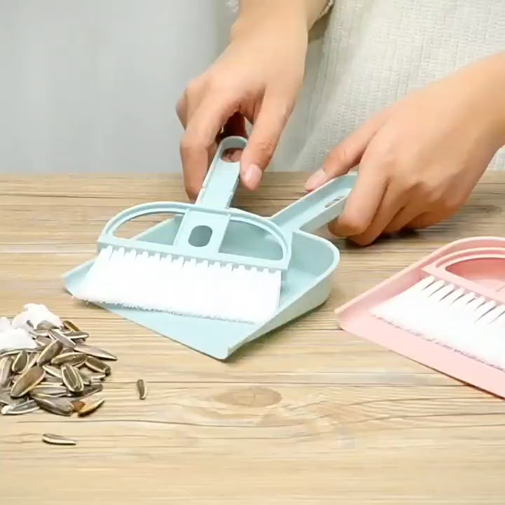 Mini Manual Small Broom and Scoop Combo Desktop Cleaning Kit Dustpan and Brush Set for Home Office Use