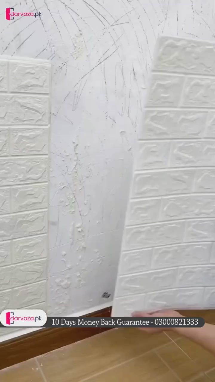 Water and Moisture Proof Anti Collision Self Adhesive White Brick Vinyl Tile Wallpaper Stickers For Home Decor