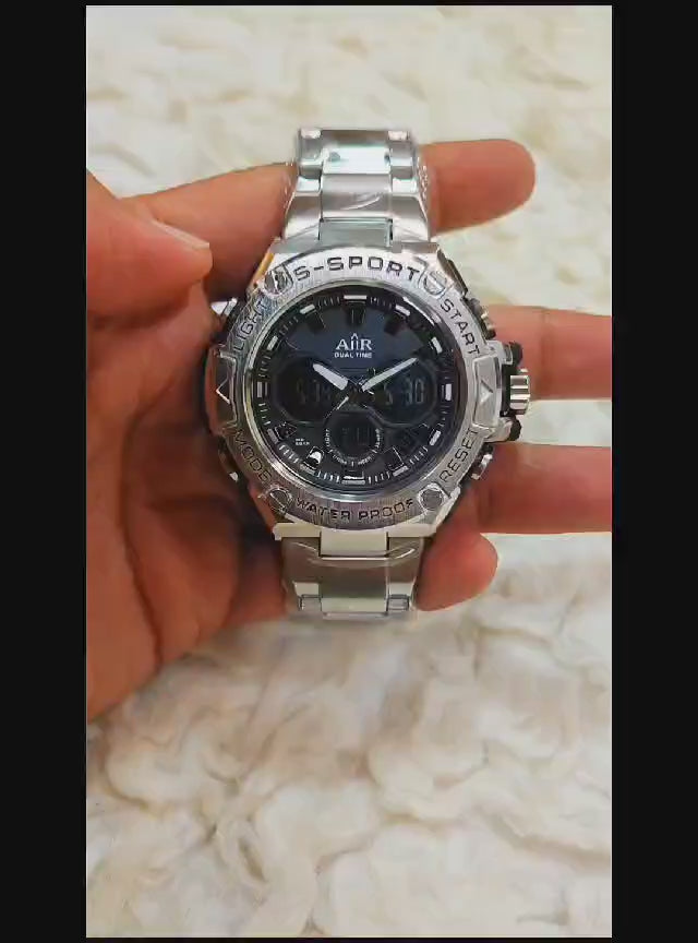 AIIR S Sports Dual Time Clock Chain Wristwatch For Men