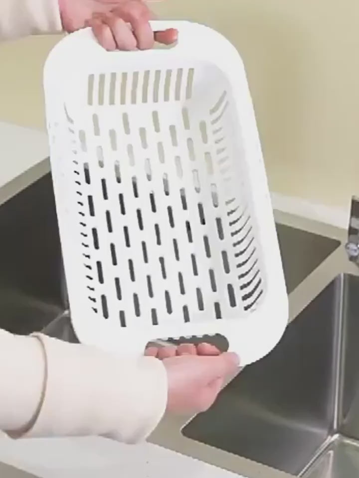 Adjustable Vegetable Drain Rectangular Plastic Basket for Dishwasher Vegetable Racks and Sinks