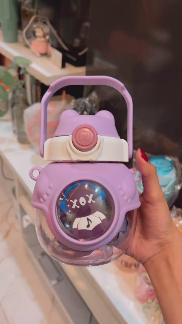 Gugu Bear Water Bottle – Cute Bear Design Tumbler with Straw & Handle | BPA-Free, Leakproof & Aesthetic