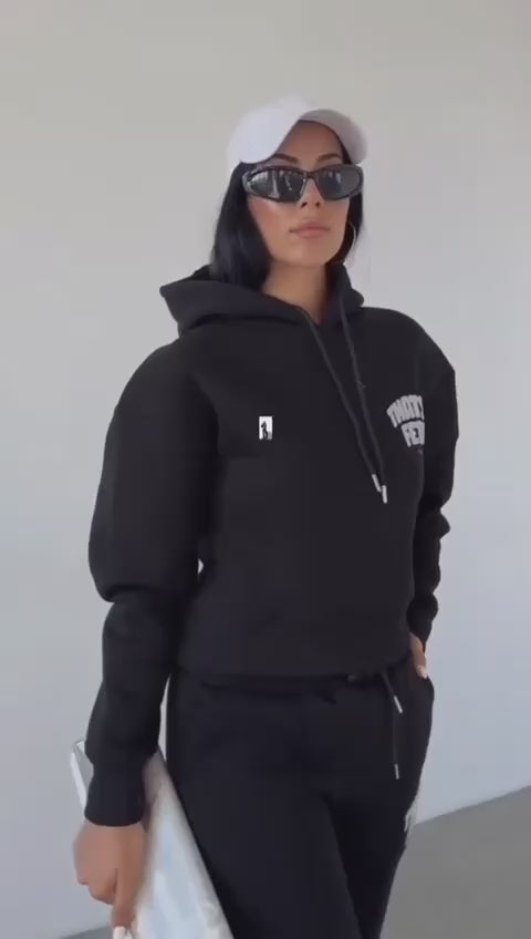 Sajiero Winter Warm Fleece Hoodie Tracksuit with Trouser Co Ord Set For Women