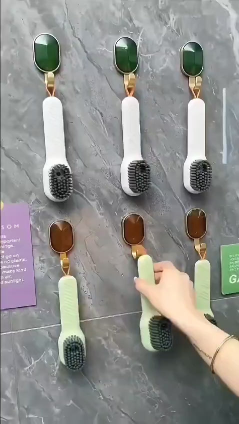 (Pack of 2) Multifunctional Easy to Use Press Liquid Brush with Soap Dispenser for Cleaning Shoes Clothes Laundry Household Use in Bathroom Kitchen