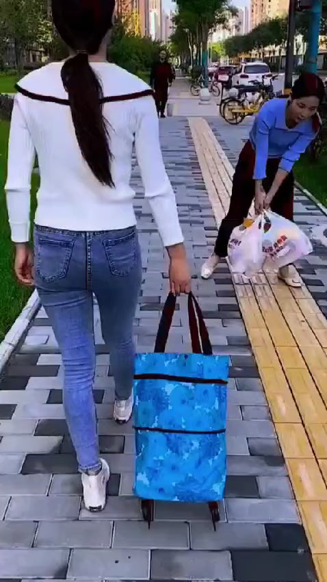 Portable High Quality Collapsible Foldable Reusable Shopping Cart Trolley Roller Grocery Bag with Wheel