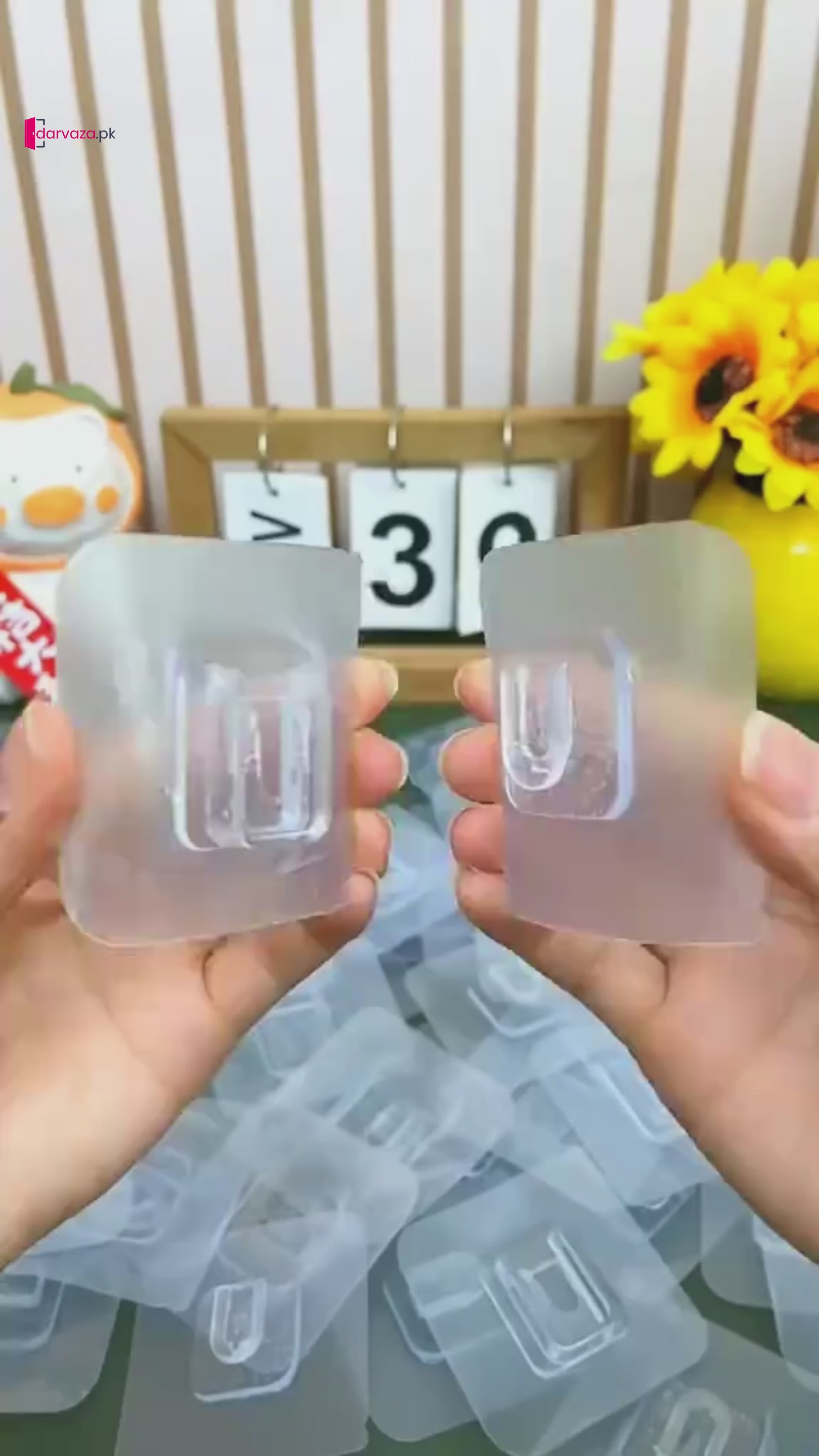 (Pack of 20) Double Sided Transparent Waterproof Self Adhesive Wall Hooks For Storage Organizer