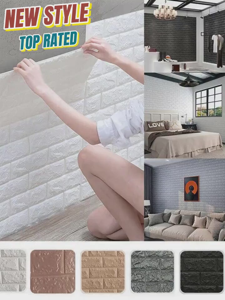Water and Moisture Proof Anti Collision Self Adhesive White Brick Vinyl Tile Wallpaper Stickers For Home Decor