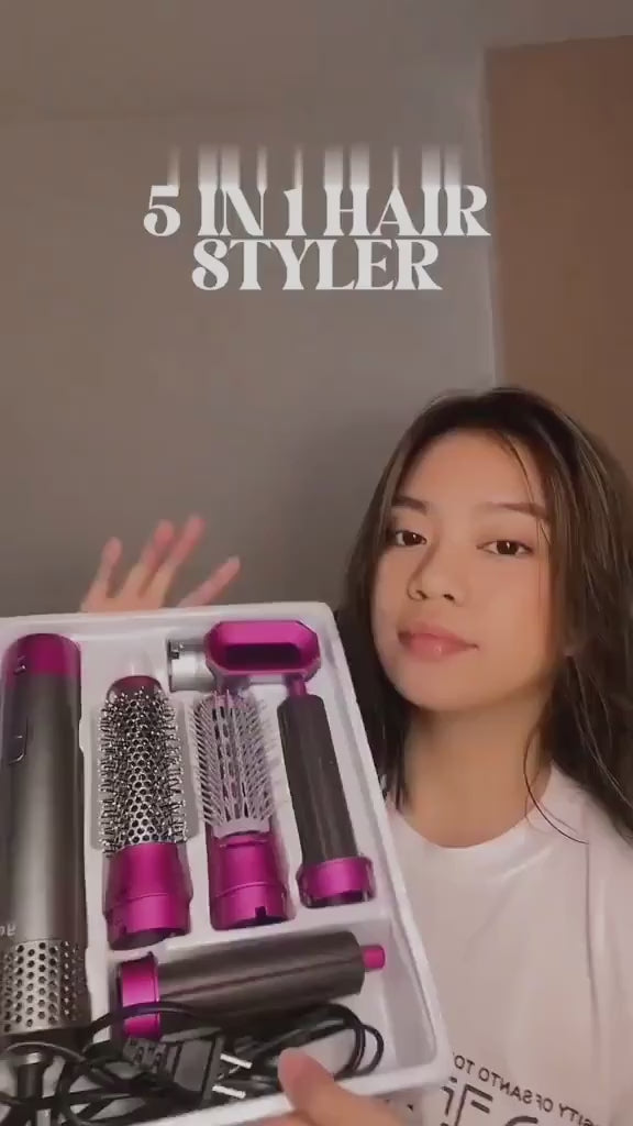 5 in 1 Electric Hot Air Brush Straightener and Dryer with Box Packing