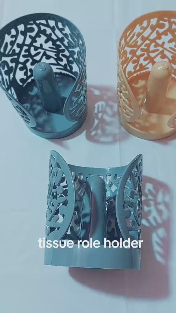 (Pack of 2) Plastic Flower Design Tissue Roll Paper Holder For Home and Outdoor Use