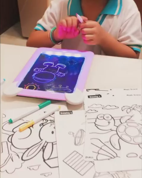3D Magic Drawing Pad for Kids – 8 Light Effects Glow Sketch Tablet with Pens