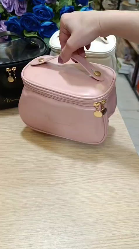 Leather Cosmetic Bag | Makeup Bag | Portable Cosmetic Bag | Travel Makeup Organizer