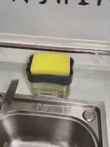 Countertop Kitchen Soap Dispenser with Sponge Holder & ABS Plastic Soap Pump for Easy Dishwashing