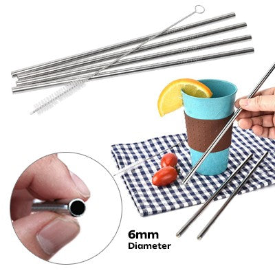 Stainless Steel Metal Drinking Straw Set – Reusable with Cleaner Brush 3Pcs