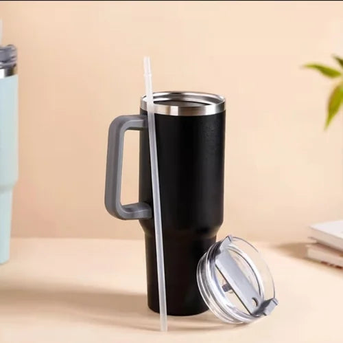 Insulated Tumbler with Handle & Straw