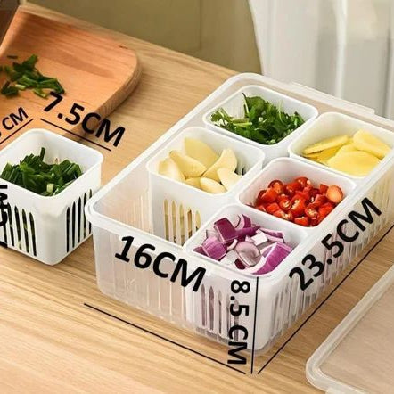 Plastic Rectangular Freeze Storage Containers with 6 Compartments For Kitchen and Outdoor