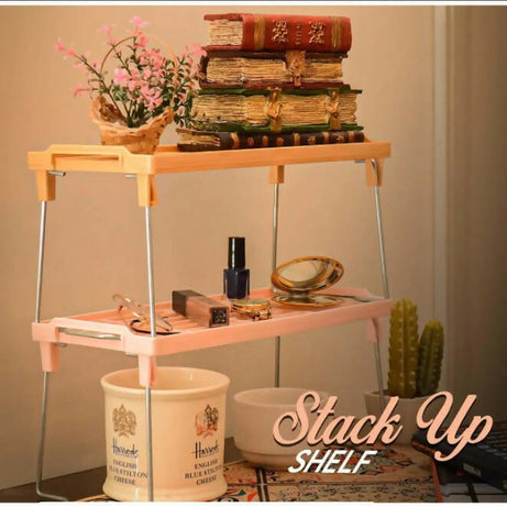 Shelf Organizer and Stack Up Rack for Kitchen or Home Use