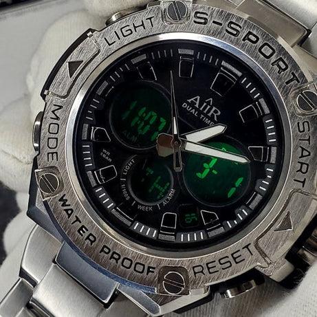 AIIR S Sports Dual Time Clock Chain Wristwatch For Men