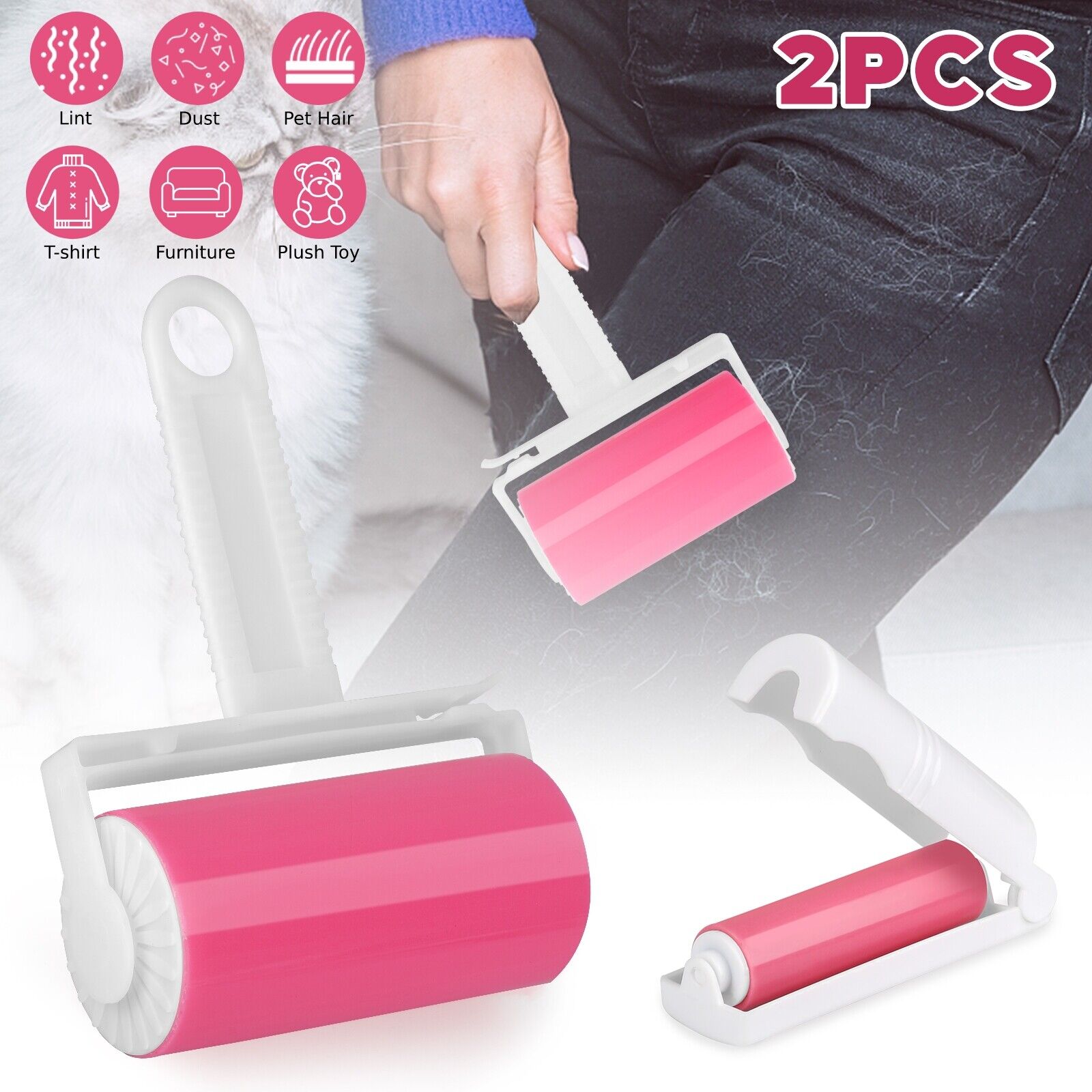 (2 Pc) Sticky Master Lint Roller It’s Tapeless, Washable, and Reusable for Lint Remove