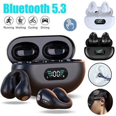 Open Ear Clip Wireless Waterproof Earphones with Digital Display, High Sensitive Mic and Lightweight Compatible with Bluetooth 5.3